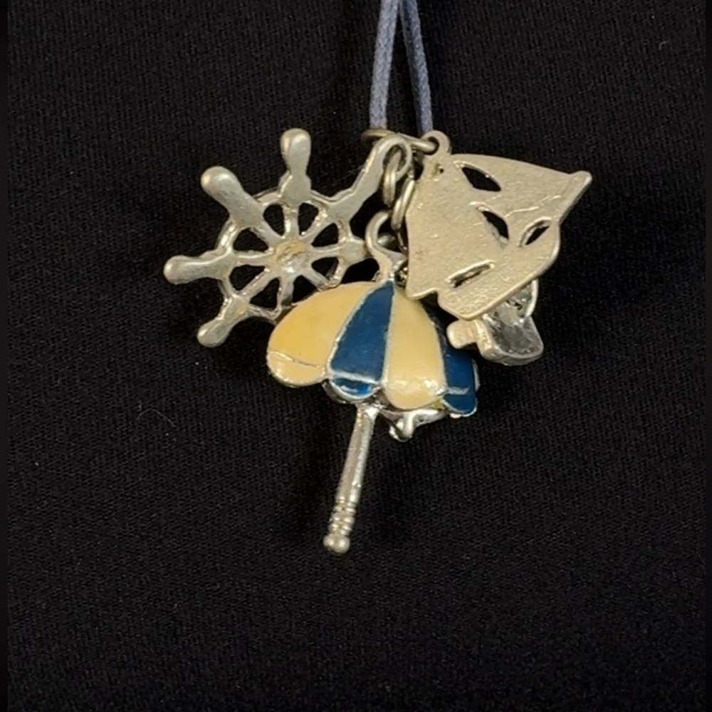 Boho Ocean Theme Charm Necklace & Blue Cord